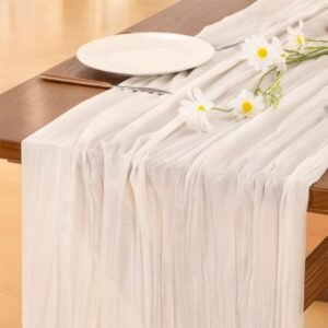 White Cheesecloth Table Runner